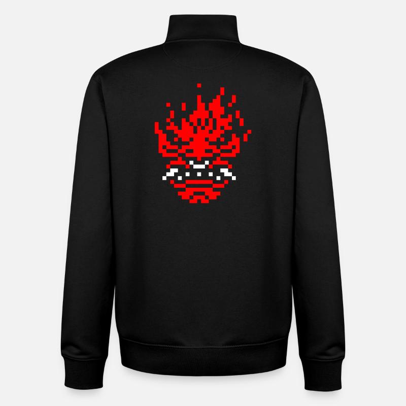 Oni pixel 8 bits - Sweat zippé unisexe en coton bio Stanley/Stella - noir