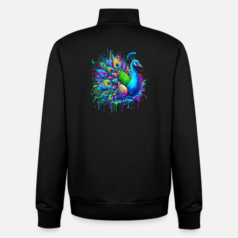 Peacock - Unisex Organic Zip Sweatshirt by Stanley/Stella - black