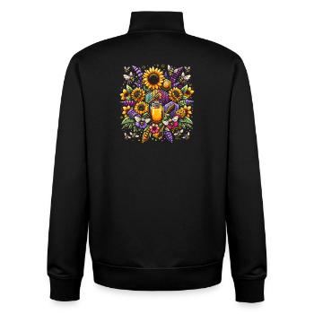 Vibrant, colorful artwork with bees - Unisex Organic Zip Sweatshirt by Stanley/Stella - black - Back - AI Model Male 185 light (185cm)
