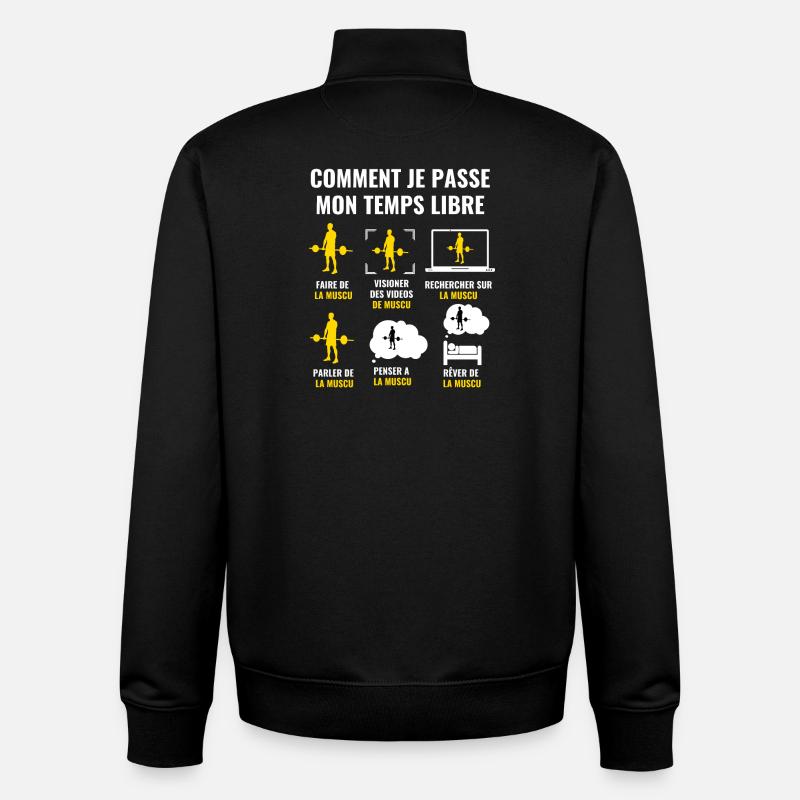 HOW I SPEND MY FREE TIME - strength training - Unisex Organic Zip Sweatshirt by Stanley/Stella - black