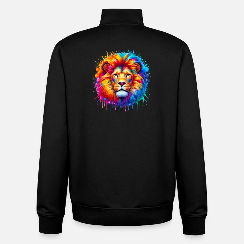 Lion - Sweat zippé unisexe en coton bio Stanley/Stella - noir