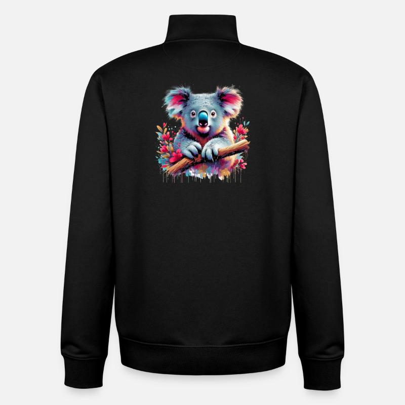 Koala - Sweat zippé unisexe en coton bio Stanley/Stella - noir