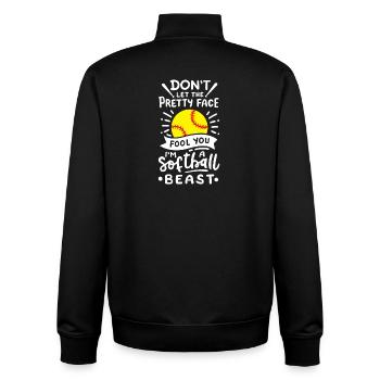 Softball Softball-Spieler - Unisex Organic Zip Sweatshirt von Stanley/Stella - Schwarz - Hinten - AI Model Male 185 light (185cm)