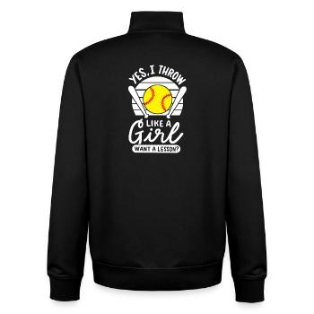 Softball Softball-Spieler - Unisex Organic Zip Sweatshirt von Stanley/Stella - Schwarz - Hinten - AI Model Male 185 light (185cm)