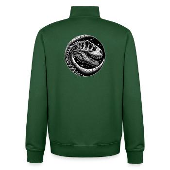 Schwarz-weißes Dinosaurierskeletts für Dino Fans - Unisex Organic Zip Sweatshirt von Stanley/Stella - Flaschengrün - Hinten - AI Model Male 185 dark (185cm)