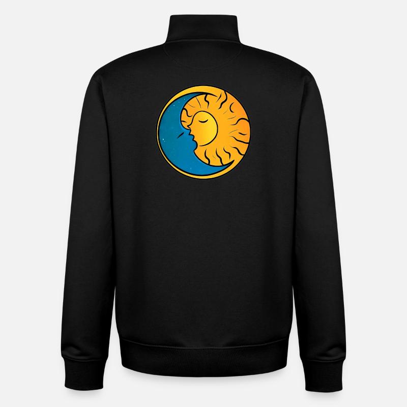 Soleil et Lune - Sweat zippé unisexe en coton bio Stanley/Stella - noir