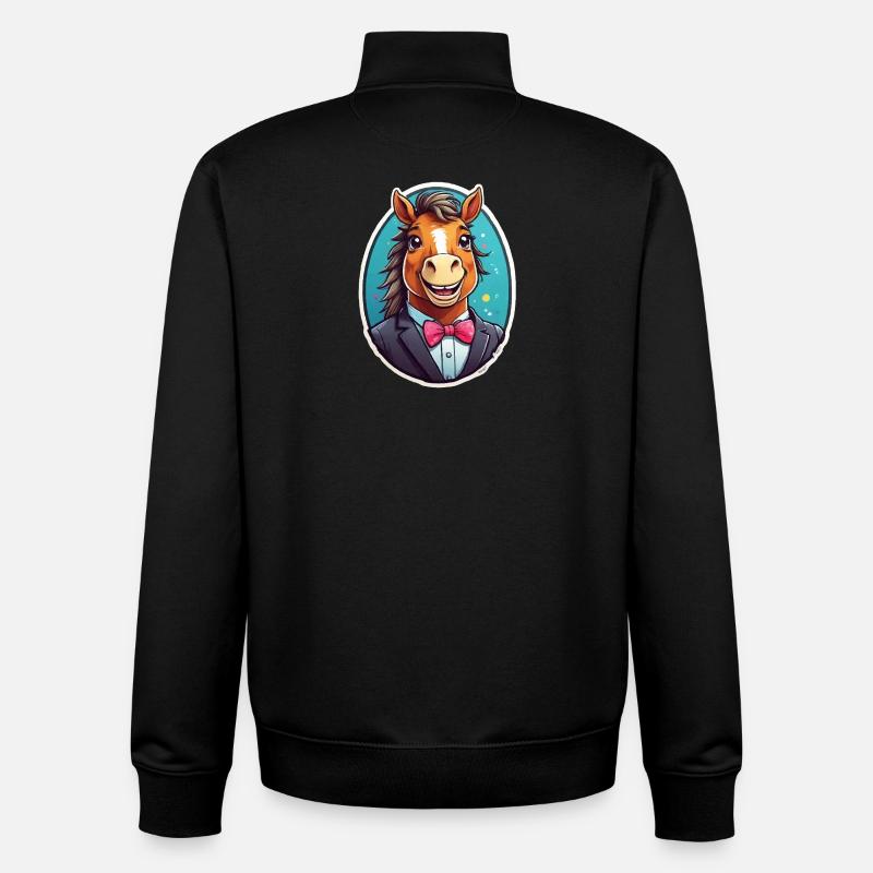 Cheval élégant en costume - Sweat zippé unisexe en coton bio Stanley/Stella - noir