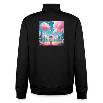 Fille dans la forêt de barbe à papa - Sweat zippé unisexe en coton bio Stanley/Stella - noir - Dos - AI Model Male 185 light (185cm)