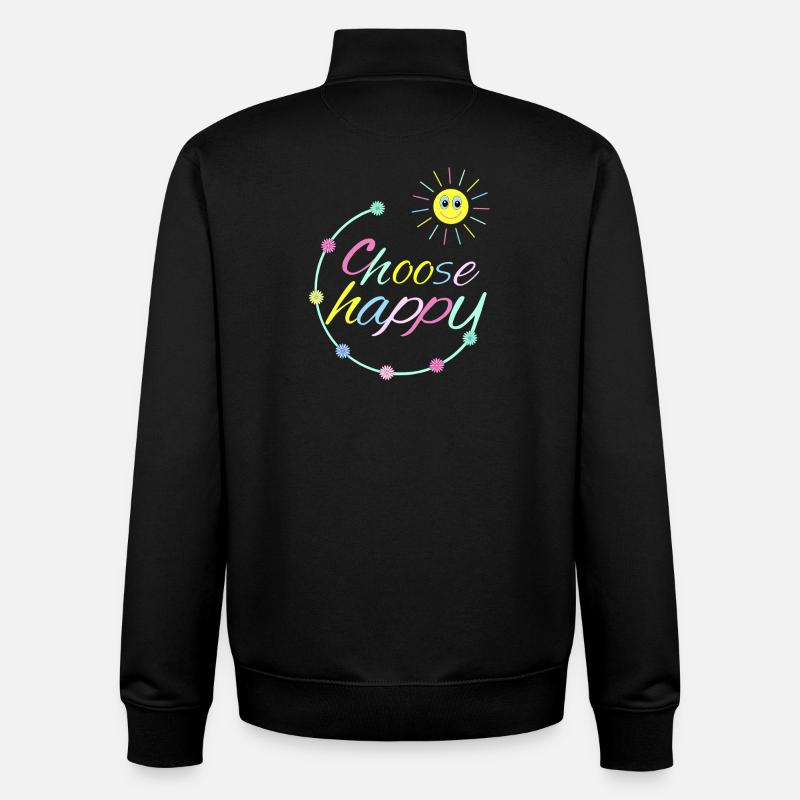 Choose Happy - Unisex Organic Zip Sweatshirt von Stanley/Stella - Schwarz