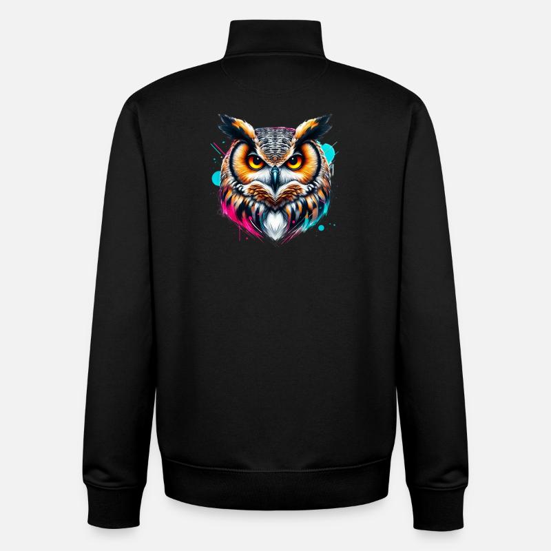 Hibou - Sweat zippé unisexe en coton bio Stanley/Stella - noir