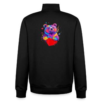 Cœur de grizzli coloré - Sweat zippé unisexe en coton bio Stanley/Stella - noir - Dos - AI Model Male 185 light (185cm)