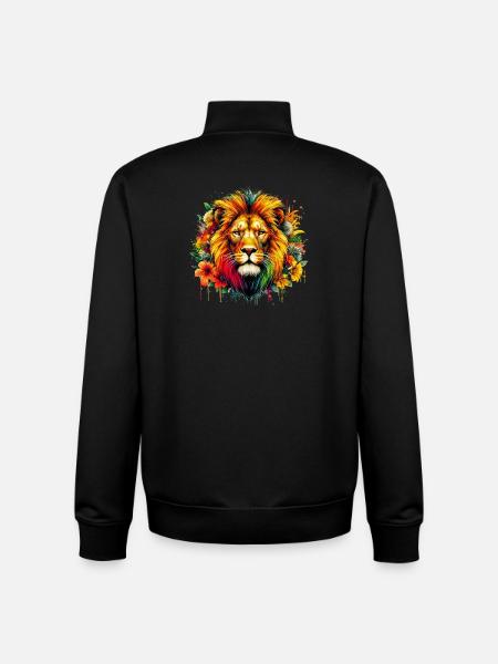 Lion - Sweat zippé unisexe en coton bio Stanley/Stella - noir