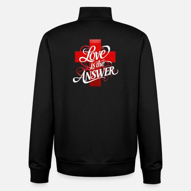 L’amour est la réponse Lettrage - Sweat zippé unisexe en coton bio Stanley/Stella - noir