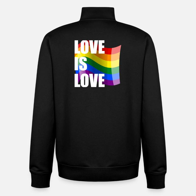 Rainbow Love Wave Design - Sweat zippé unisexe en coton bio Stanley/Stella - noir
