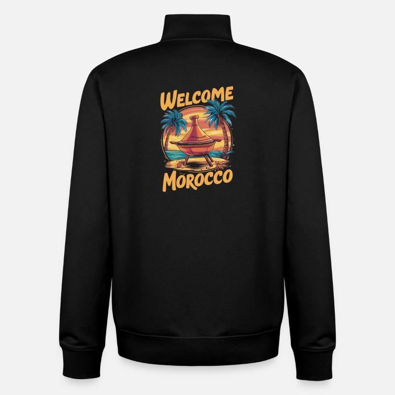 Bienvenue à Morocco Dreamfire - Sweat zippé unisexe en coton bio Stanley/Stella - noir