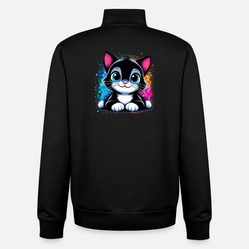 Katze - Unisex Organic Zip Sweatshirt von Stanley/Stella - Schwarz