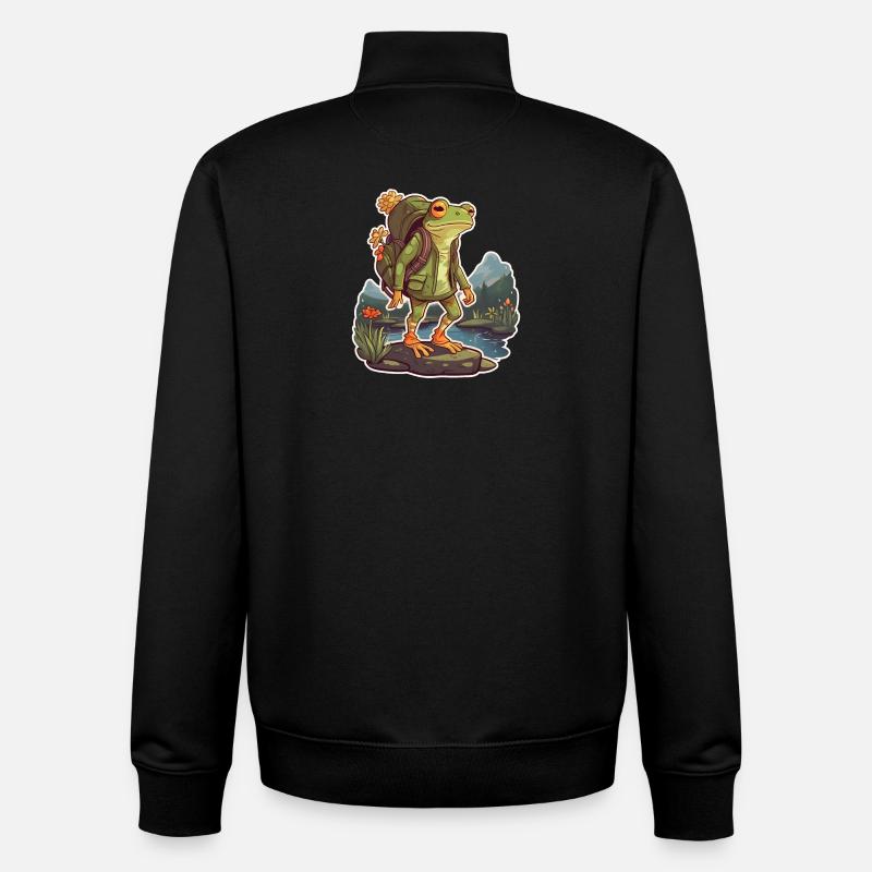 Trailbound Frog Adventurer Mountains - Unisex Organic Zip Sweatshirt by Stanley/Stella - black