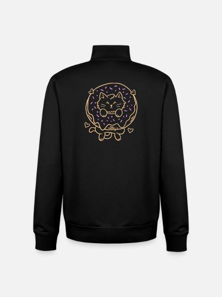 Donut und Katze - Unisex Organic Zip Sweatshirt von Stanley/Stella - Schwarz