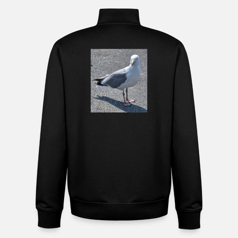 Mouette urbaine au regard vif - Sweat zippé unisexe en coton bio Stanley/Stella - noir