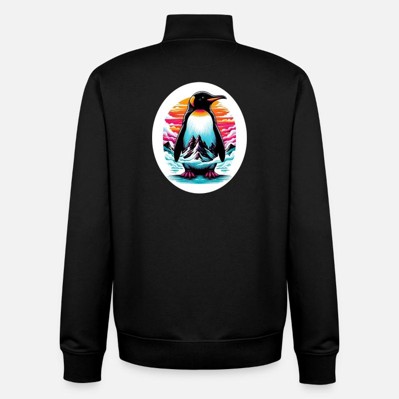 Pingouin - Sweat zippé unisexe en coton bio Stanley/Stella - noir