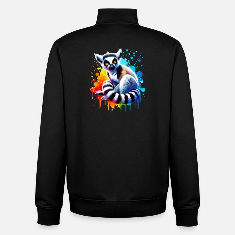 Lémurien - Sweat zippé unisexe en coton bio Stanley/Stella - noir