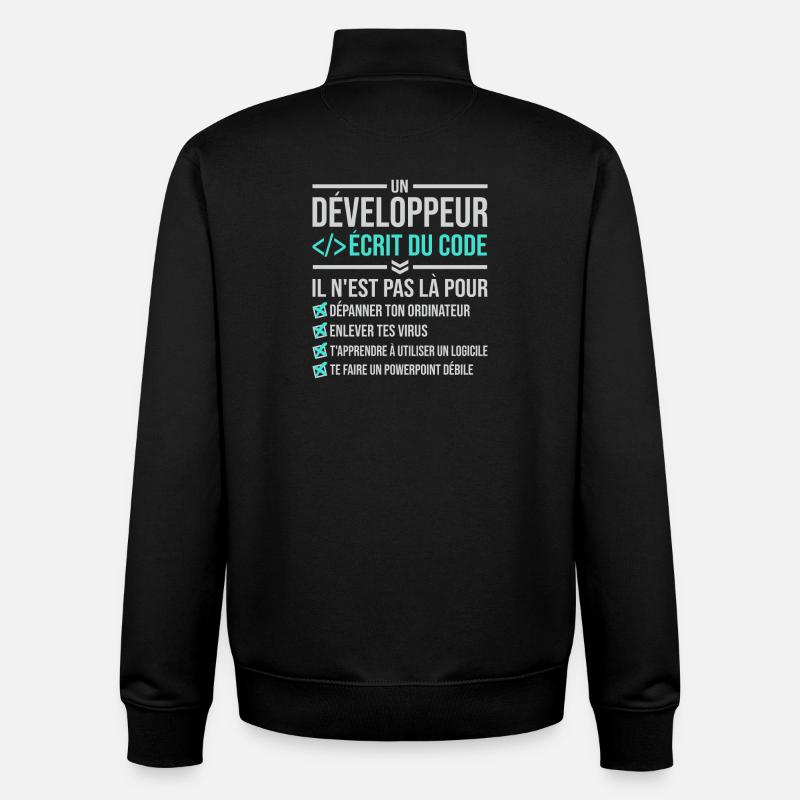 Développeur écrire du code - Sweat zippé unisexe en coton bio Stanley/Stella - noir
