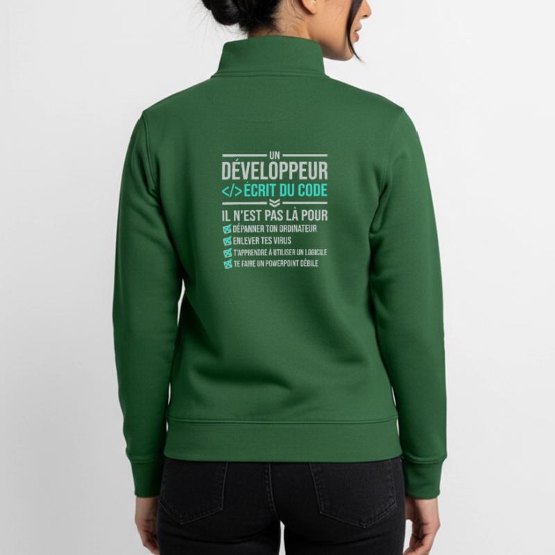 Developer Writing Code Unisex Organic Zip Sweatshirt by Stanley/Stella