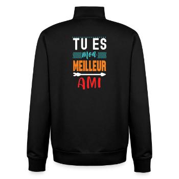 Du bist mein bester Freund - Unisex Organic Zip Sweatshirt von Stanley/Stella - Schwarz - Hinten - AI Model Male 185 light (185cm)