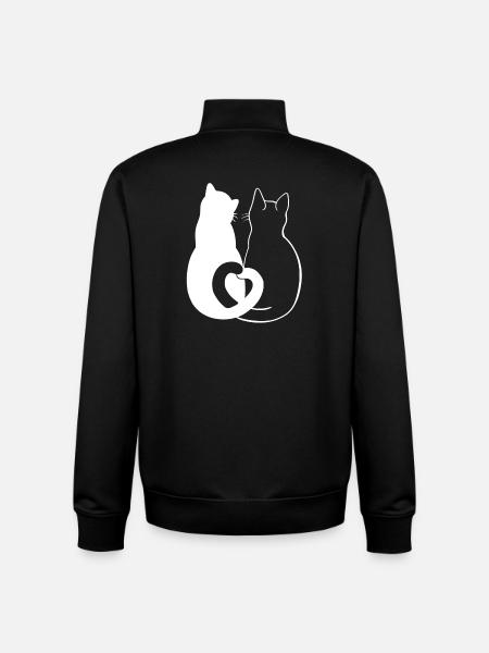Loving Cats Silhouette Art - Unisex Organic Zip Sweatshirt by Stanley/Stella - black
