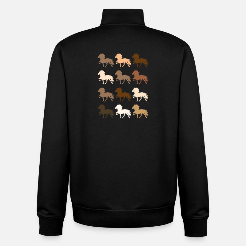 Cheval islandais - Sweat zippé unisexe en coton bio Stanley/Stella - noir