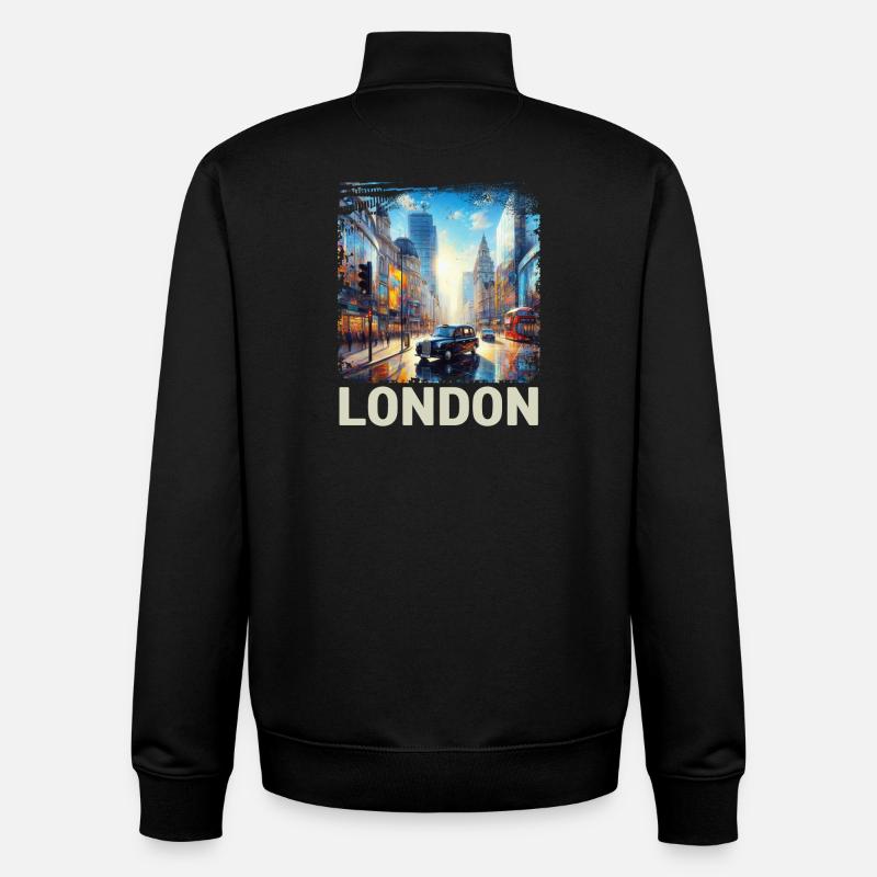 Londres - Sweat zippé unisexe en coton bio Stanley/Stella - noir