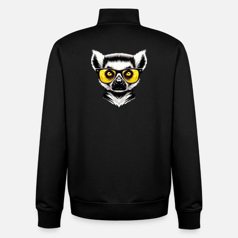 Lémurien avec lunettes de soleil - Sweat zippé unisexe en coton bio Stanley/Stella - noir