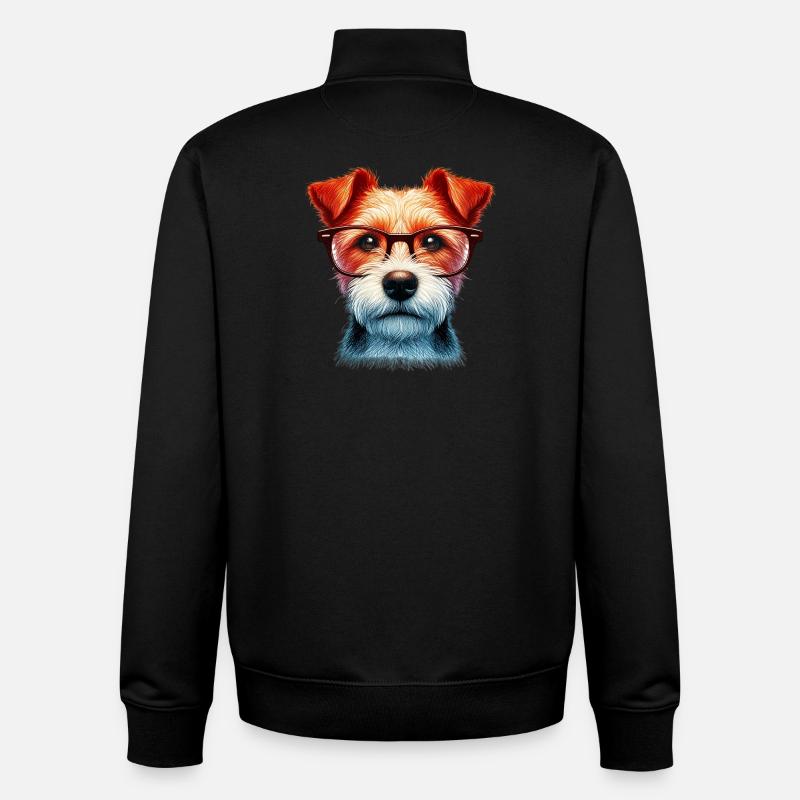 Hund mit Brille - Unisex Organic Zip Sweatshirt von Stanley/Stella - Schwarz