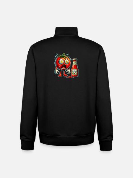 Funny tomato and ketchup design - Unisex Organic Zip Sweatshirt by Stanley/Stella - black