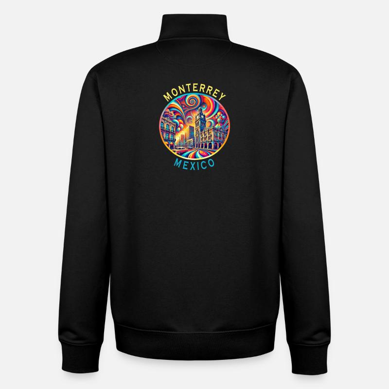 Monterrey Mexico cities art design - Unisex Organic Zip Sweatshirt by Stanley/Stella - black