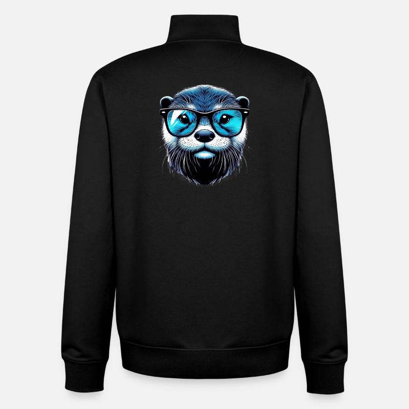 Loutre avec lunettes de soleil - Sweat zippé unisexe en coton bio Stanley/Stella - noir