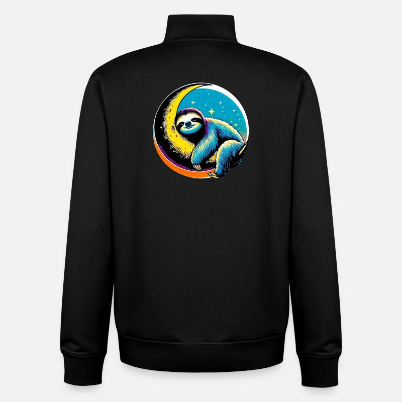 Sloth sleeps on the Moon - Unisex Organic Zip Sweatshirt by Stanley/Stella - black