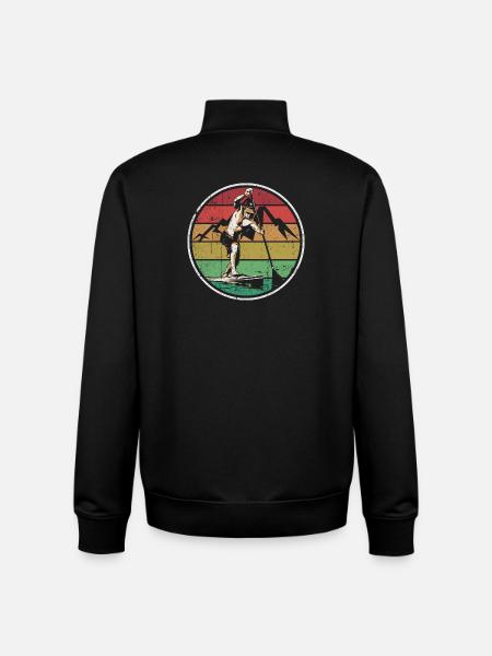 Retro Sunset Wakeboarder Circle - Unisex Organic Zip Sweatshirt by Stanley/Stella - black