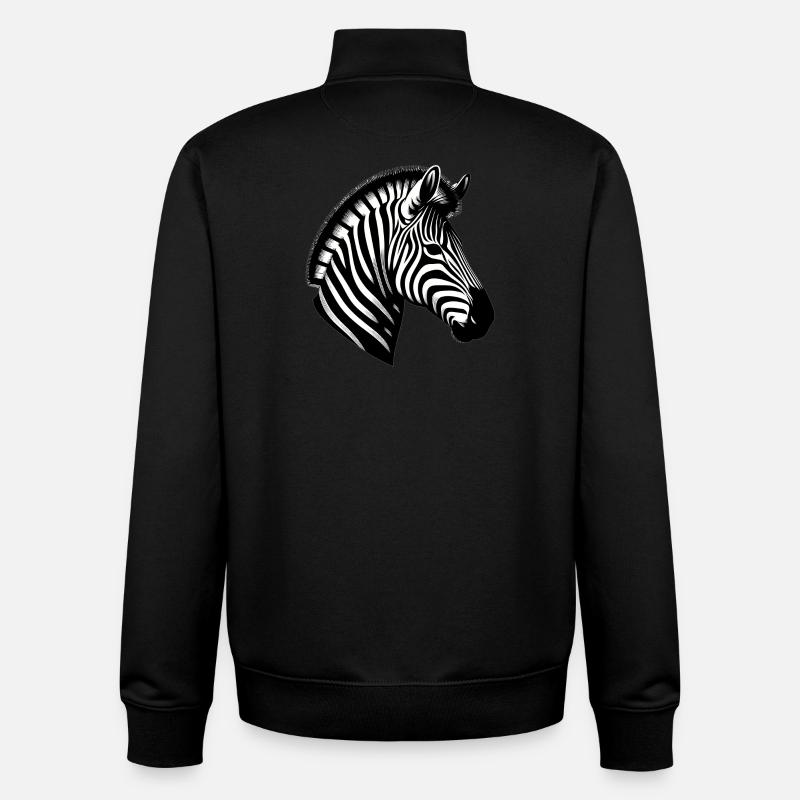 Zèbre - Sweat zippé unisexe en coton bio Stanley/Stella - noir