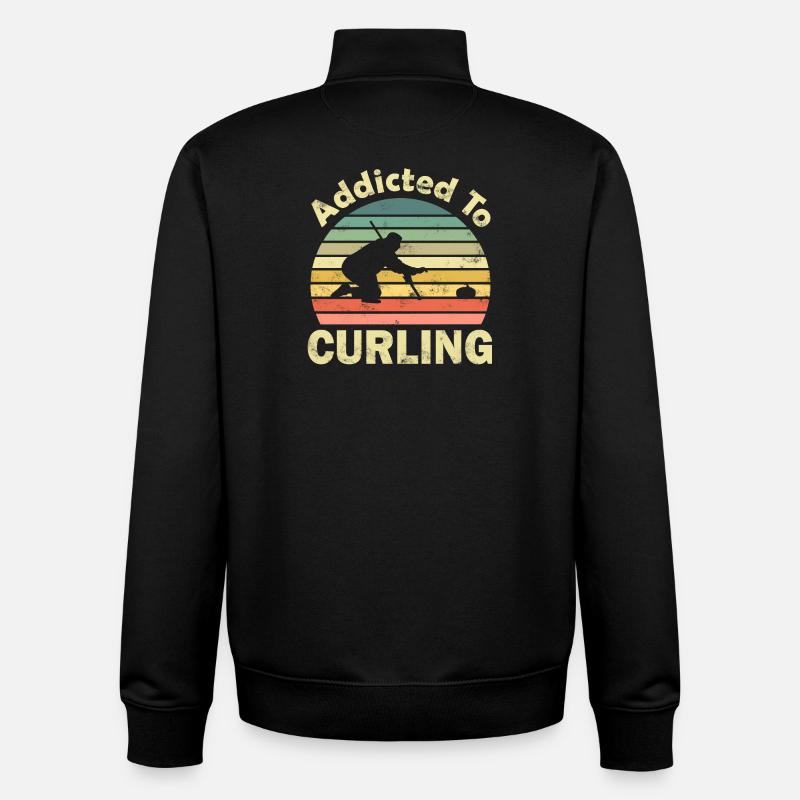 Curling - Sweat zippé unisexe en coton bio Stanley/Stella - noir