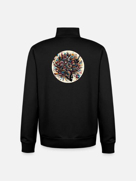 Afro Style Abstract Musical Explosion - Unisex Organic Zip Sweatshirt by Stanley/Stella - black