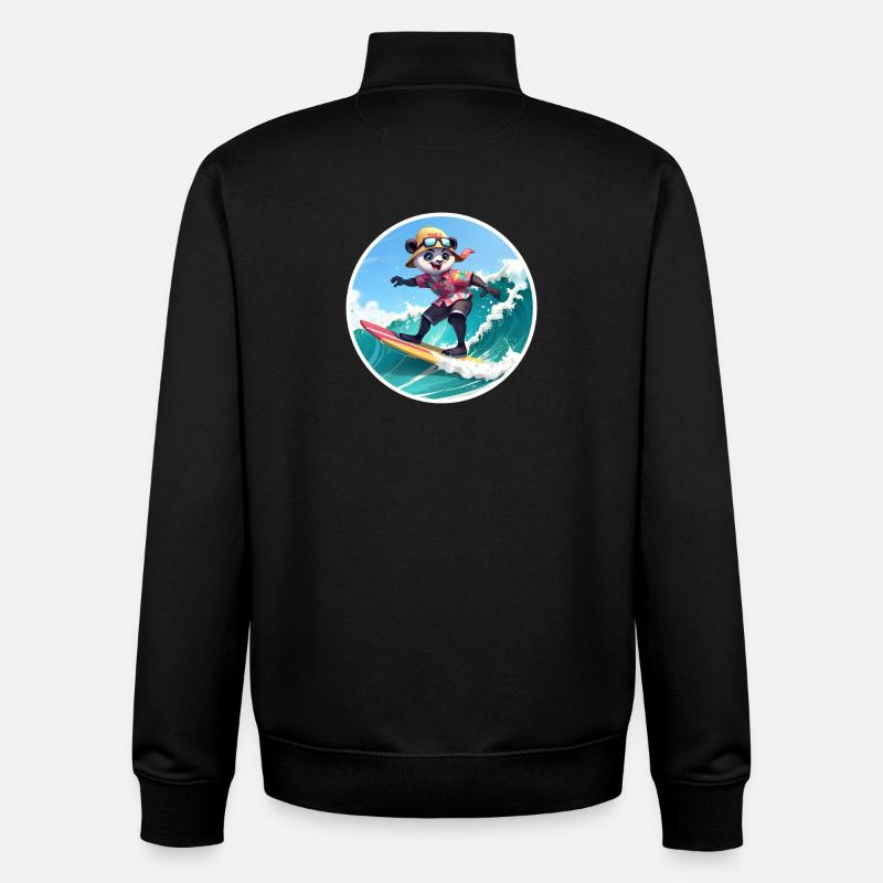 Panda Surfer im Hawaiihemd - Unisex Organic Zip Sweatshirt von Stanley/Stella - Schwarz