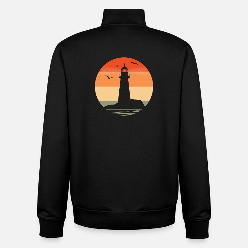 Phare au coucher du soleil - Sweat zippé unisexe en coton bio Stanley/Stella - noir