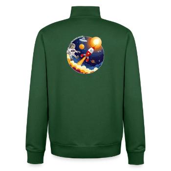 Fusée, astronaute, OVNI et planètes dans l’espace. - Sweat zippé unisexe en coton bio Stanley/Stella - vert bouteille - Dos - AI Model Male 185 dark (185cm)
