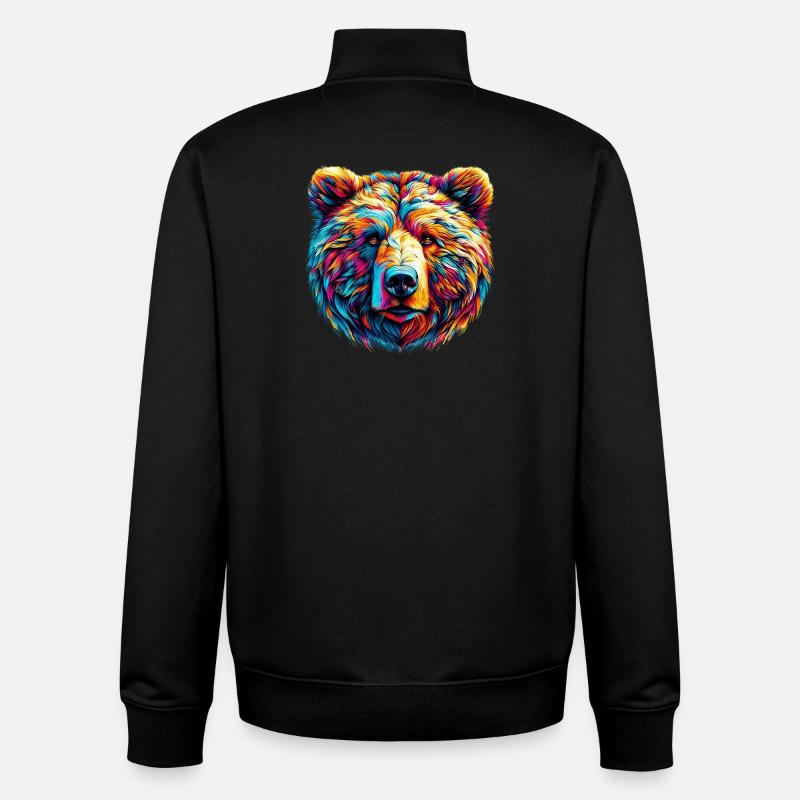 Ours - Sweat zippé unisexe en coton bio Stanley/Stella - noir