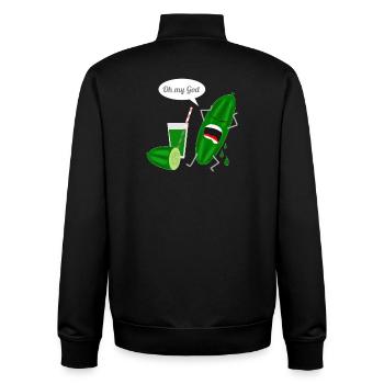 Humorvolles Gurkendesign mit Schrei - Unisex Organic Zip Sweatshirt von Stanley/Stella - Schwarz - Hinten - AI Model Male 185 light (185cm)