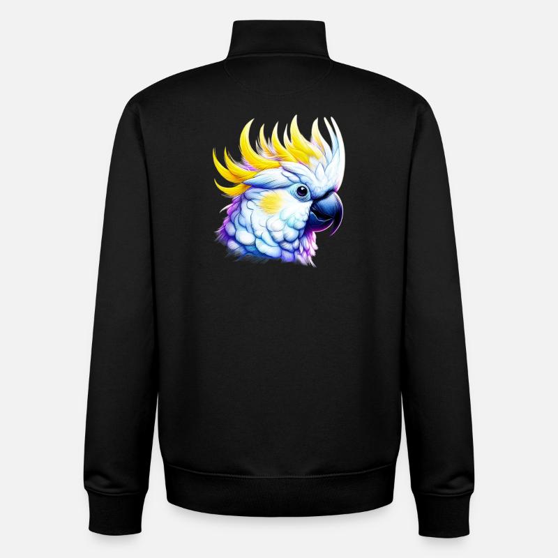 Cacatoès perroquet - Sweat zippé unisexe en coton bio Stanley/Stella - noir