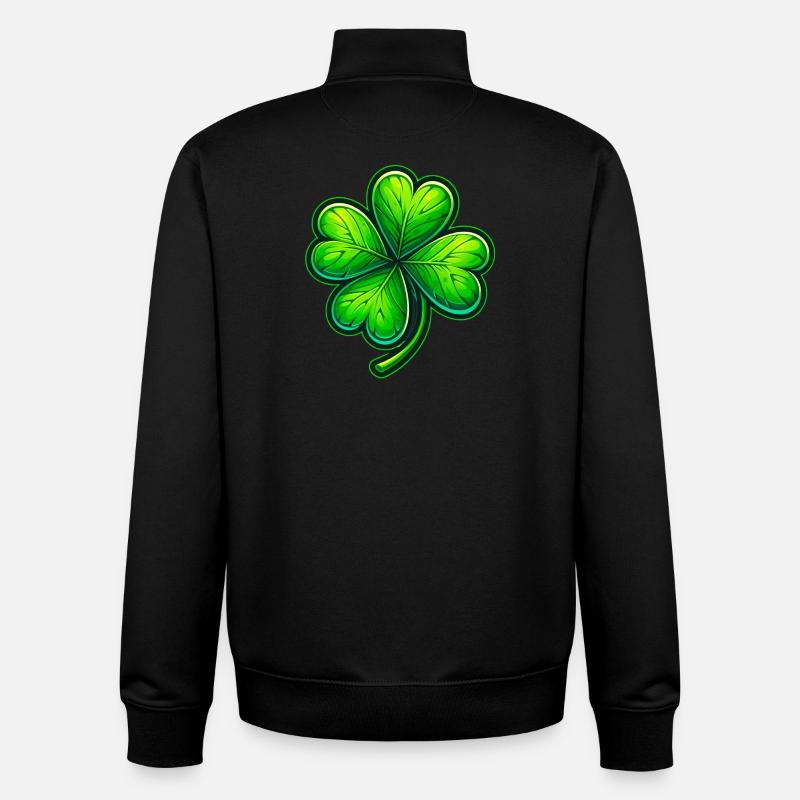 Trèfle à quatre feuilles - Sweat zippé unisexe en coton bio Stanley/Stella - noir