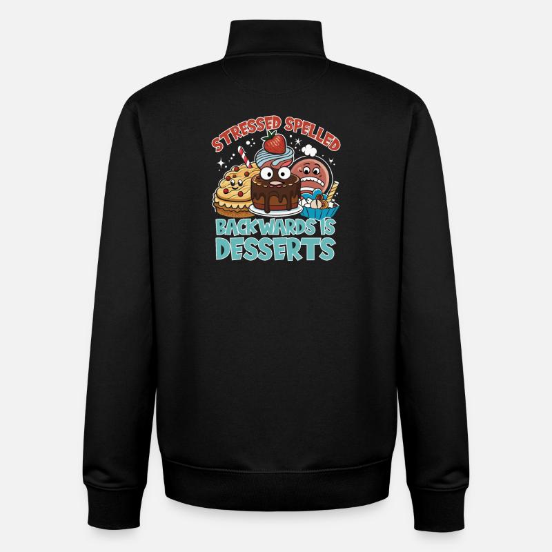 Stressed Spelled Backwards Desserts - Unisex Organic Zip Sweatshirt by Stanley/Stella - black