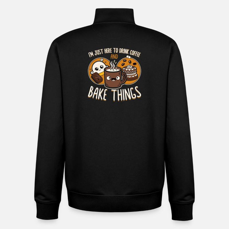 Kaffee und Backen Spruch Illustration - Unisex Organic Zip Sweatshirt von Stanley/Stella - Schwarz